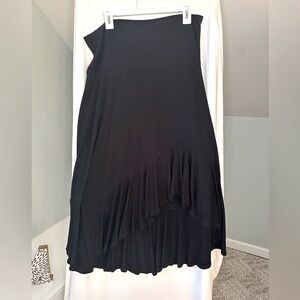 Green Dragon high waist long black skirt with front ruffle slit Size Large